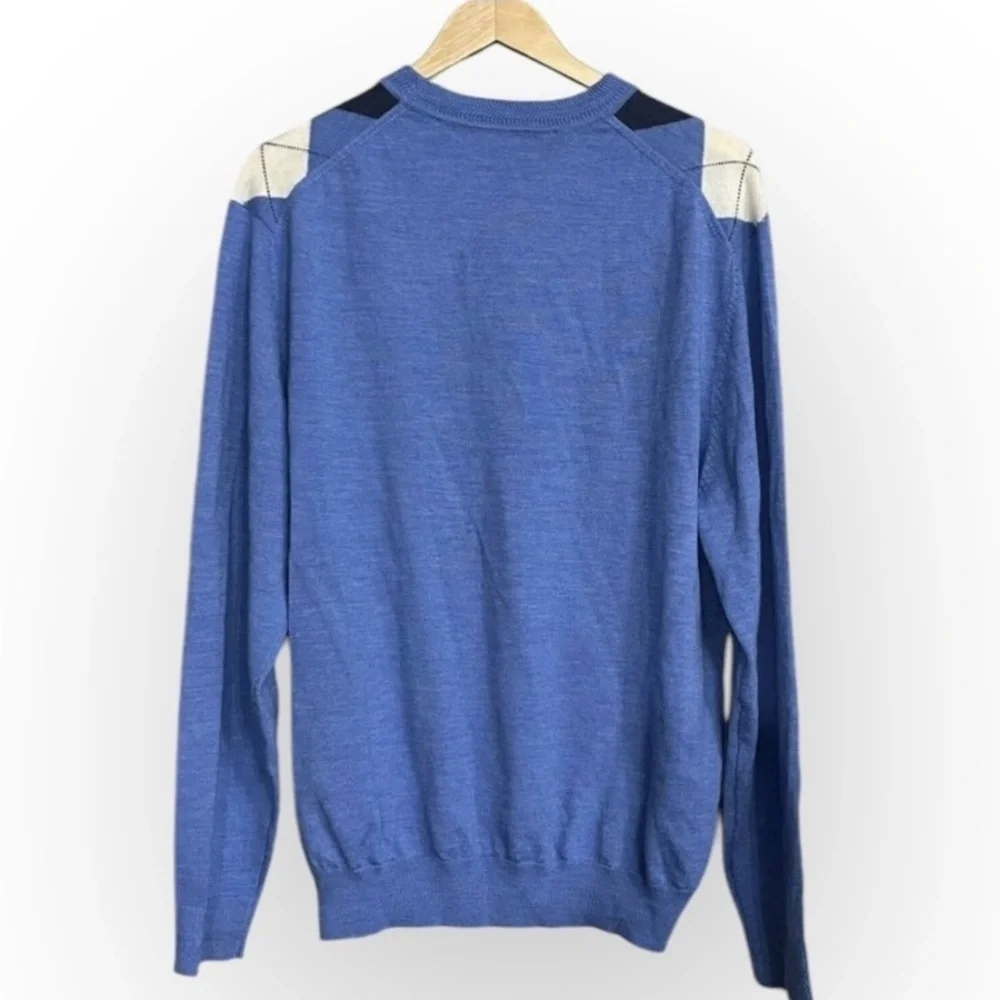 Bobby Jones diamond argyle 100% merino wool men’s crew neck sweater size L